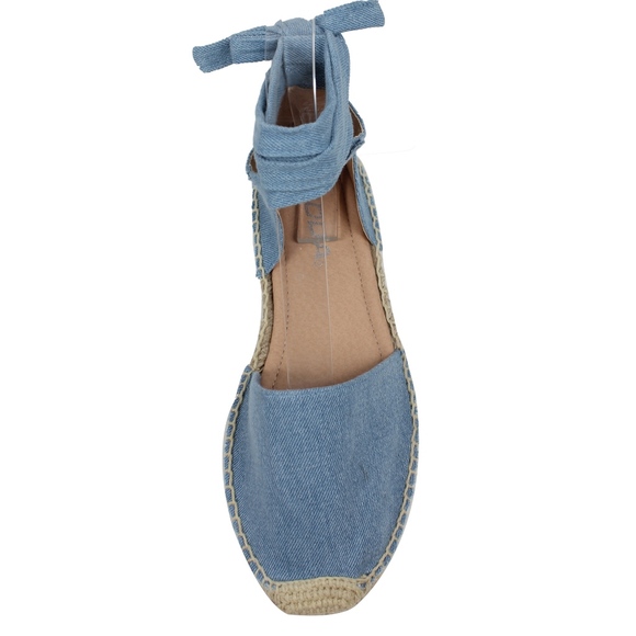 Blue Denim Crochet Espadrille Ankle Wrap Tie - Picture 4 of 5